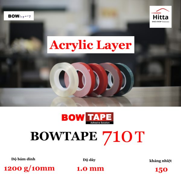 Băng keo cường lực trong suốt Bowtape 710T (dày 1.0 mm) Tự dính