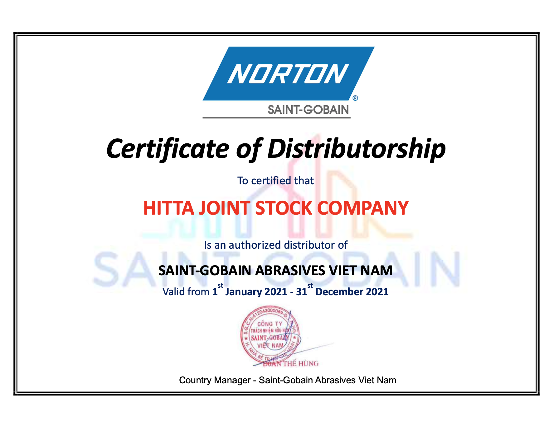 Nhà phân phối Norton Saint-Gobain tại Việt Nam, Hitta - Norton Saint-Gobain Distributor in Vietnam